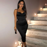 DRIPVILLAGE™ Slim Fit Satin Dress